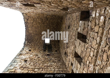 Murs d'un château à pals, Gérone, Catalogne, Espagne Banque D'Images