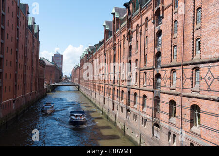 Hambourg port Speicherstadt warehouse district, Allemagne Banque D'Images