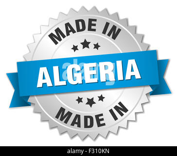 Made in Algeria silver badge avec ruban bleu Banque D'Images