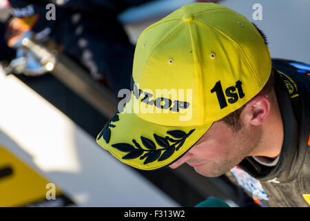 Le Northamptonshire, Angleterre. Le 27 septembre 2015. La race 3 vainqueur Colin Turkington et Équipe BMR au cours de la Dunlop MSA British Touring Car Championship au circuit de Silverstone le 27 septembre 2015 à Silverstone, Royaume Uni (photo de Gergo Toth Photo / Alamy Live News) Banque D'Images