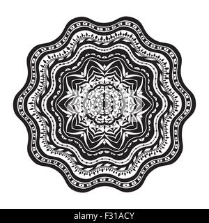 Mandala. Silhouette noire . Motif ethnique indien oriental. Roun Illustration de Vecteur