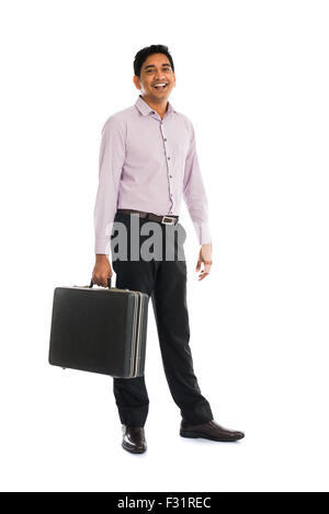 Homme d'affaires indien avec suitcase Banque D'Images