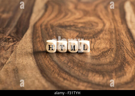 Word HTML de base sur des cales de bois Banque D'Images