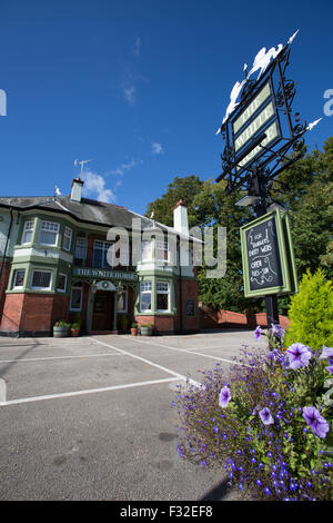 Village de Churton, Cheshire, Angleterre. Vue pittoresque de la White Horse pub village. Banque D'Images