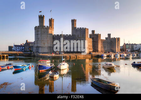 Château de Caernarfon, Caernarfon, Gwynedd, Pays de Galles, Royaume-Uni Banque D'Images