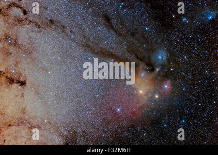 Champ stellaire et des nébuleuses en Sagittaire et Rho Ophiuchus Banque D'Images