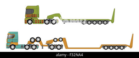 Surcote et l'excès de jeu de deux camions de transport Banque D'Images