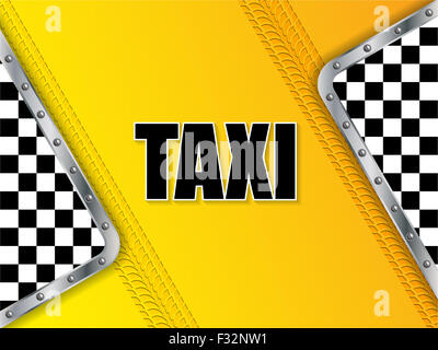 Compagnie de taxi abstrait arrière-plan publicitaire design avec bande de roulement du pneu et éléments métalliques Banque D'Images