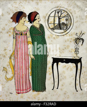 Les Robes de Paul Poiret 1908 par Paul Iribe français Paris ( gravures coloriés à la main ) Banque D'Images