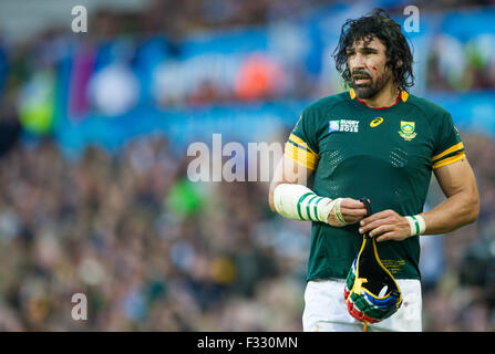 Birmingham, UK. 26 Sep, 2015. L'Afrique du Sud, Victor Matfield en action pendant le match pendant la Coupe du Monde de Rugby 2015 match entre les Samoa et l'Afrique du Sud, qui aura lieu à Villa Park à Birmingham. L'Afrique du Sud allait gagner 46-6.Crédit Photo : Andrew Patron/Zuma Newswire © Andrew Patron/ZUMA/Alamy Fil Live News Banque D'Images