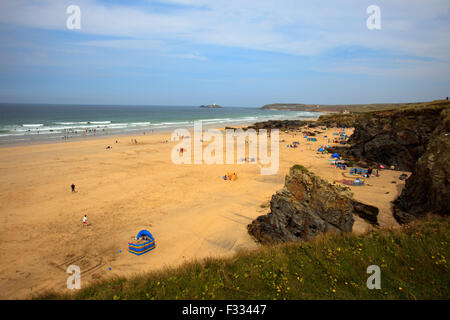 Plage à pile Rock Gwithian Towans, Cornwall, Royaume-Uni. Banque D'Images