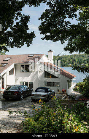 Stockbridge Massachusetts comté de Berkshire, Maisons sur Stockbridge Bowl. Banque D'Images