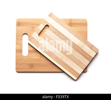 Nouveau les planches à découper en bambou planches sur fond de table blanc avec ombre Banque D'Images