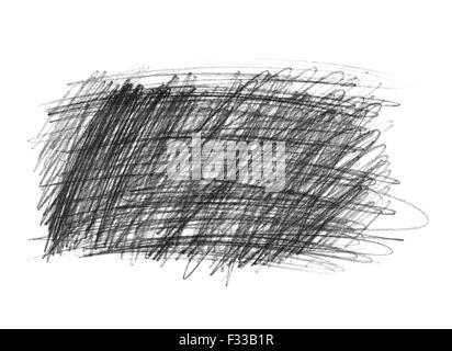 Crayon Graphite doodle gribouillis isolé sur fond blanc Banque D'Images