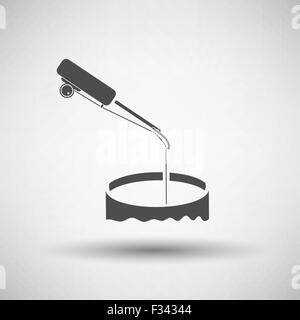 L'icône de pêche avec l'hiver s'attaquer sur fond gris. Vector illustration. Illustration de Vecteur