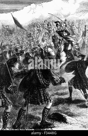 La bataille de Culloden, l'affrontement final de la Révolte Jacobite de 1745. Le 16 avril 1746, les forces de Jacobite Charles Édouard Stuart ont combattu des troupes loyalistes commandées par le duc de Cumberland près d'Inverness dans les Highlands écossais. La victoire décisive des loyalistes à Culloden arrêté l'intention de renverser le Jacobite Maison de Hanovre et restaurer la maison de Stuart au trône britannique Banque D'Images