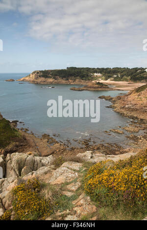 Avis de Portelet Bay de Noirmont Point sur la côte sud de Jersey Banque D'Images