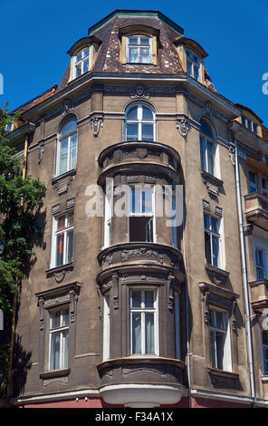 Tourelle et façade Art Nouveau dans Poznan Banque D'Images