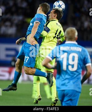 Saint-pétersbourg, Russie. Sep 29, 2015. Ligue des Champions de football. Zenit St Petersburg et KAA Gent. Sven Kums terrain de KAA Gent Credit : Action Plus Sport/Alamy Live News Banque D'Images