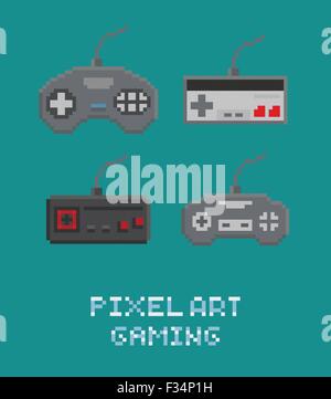 Vector illustration pixel art - système isolé jeu gamepads Illustration de Vecteur