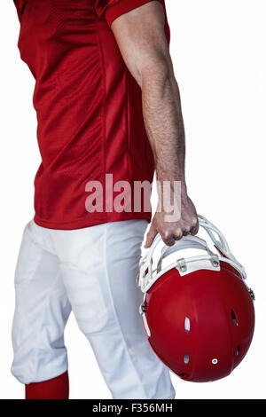 Portrait rugby joueur tenant le casque Banque D'Images