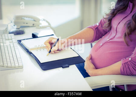 Portrait of businesswoman writing in diary Banque D'Images