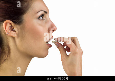 Close-up of woman en tenant comp Banque D'Images