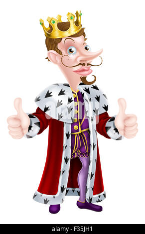 Posh snooty à cartoon caractère roi portant une couronne de donner un coup de main Banque D'Images