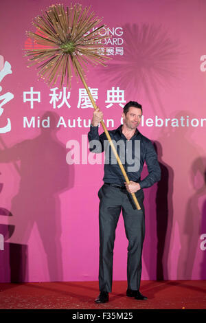 L'acteur Hugh Jackman assiste à Tai Hang Fire Dragon Dance Festival Festival à Kowloon Tong à pied le 28 septembre 2015 à Hong Kong/photo alliance Banque D'Images