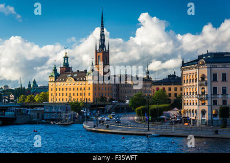 Avis de Galma Stan depuis Slussen, dans la région de Södermalm, à Stockholm, Suède. Banque D'Images