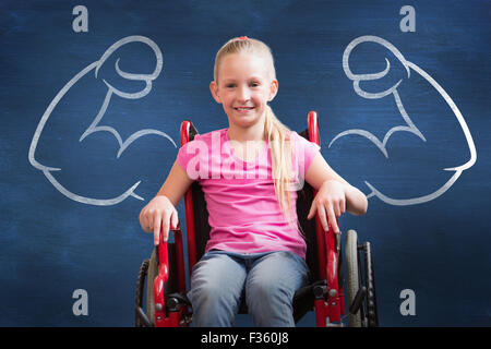 Image composite de l'élève handicapé cute smiling at camera dans hall Banque D'Images