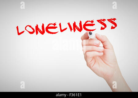La solitude à l'égard des hand holding whiteboard marker noir Banque D'Images
