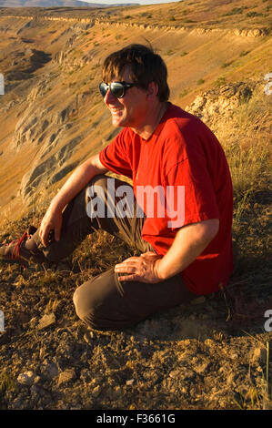 White Bluffs hiker, Hanford Reach National Monument, New York Banque D'Images