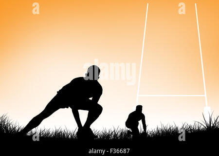 Image composite de joueur de rugby s'apprête à kick ball Banque D'Images