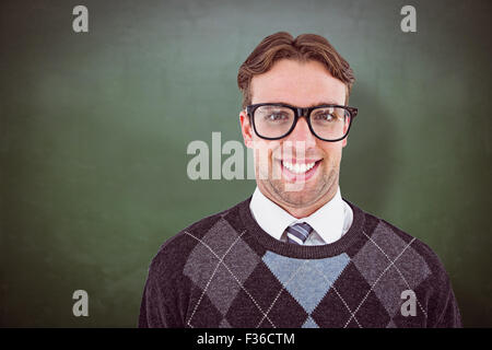 Image composite de hipster geek smiling at camera Banque D'Images