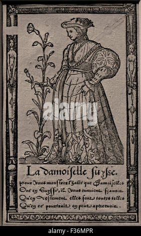 La dame turque - Différents styles de vêtements 16e siècle François Desprez 1562 gravure sur bois publié par : Richard Breton ( 1524-1571 ) France français Paris Banque D'Images
