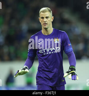 Moenchengladbach, Allemagne, le 30 septembre 2015. Ligue des Champions, Groupe D, Borussia Moenchengladbach vs Manchester City : Goalkeper Joe Hart (Manchester City). Credit : Juergen Schwarz/Alamy Live News Banque D'Images