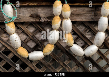 Pêche à la ligne avec des corps flottants dans le village balnéaire de Cowichan Bay, île de Vancouver, Colombie-Britannique, en Amérique du Nord. Banque D'Images