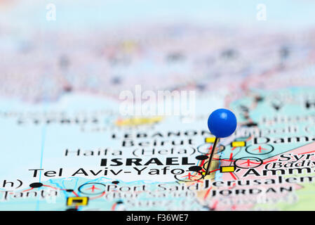 Tel Aviv épinglée sur une carte de l'Asie Banque D'Images