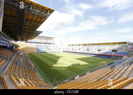Pamplona, Espagne. Août 28, 2015. L'Estadio El Madrigal, vue générale, le football espagnol : 'Liga BBVA' match entre Villarreal CF 3-1 RCD Espanyol au Madrigal stadium à Alicante, Espagne . © Kawamori Mutsu/AFLO/Alamy Live News Banque D'Images