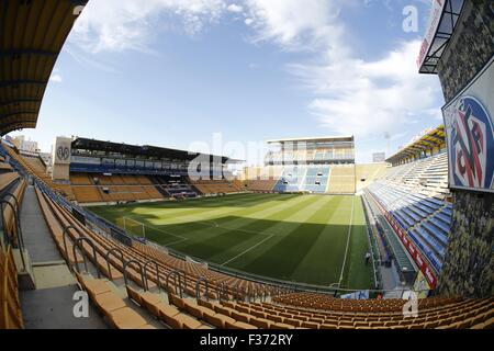 Pamplona, Espagne. Août 28, 2015. L'Estadio El Madrigal, vue générale, le football espagnol : 'Liga BBVA' match entre Villarreal CF 3-1 RCD Espanyol au Madrigal stadium à Alicante, Espagne . © Kawamori Mutsu/AFLO/Alamy Live News Banque D'Images