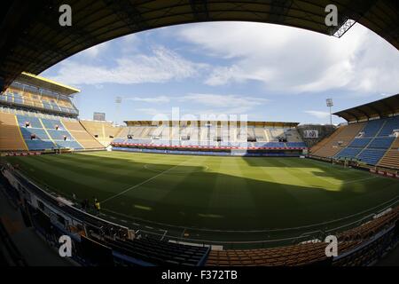 Pamplona, Espagne. Août 28, 2015. L'Estadio El Madrigal, vue générale, le football espagnol : 'Liga BBVA' match entre Villarreal CF 3-1 RCD Espanyol au Madrigal stadium à Alicante, Espagne . © Kawamori Mutsu/AFLO/Alamy Live News Banque D'Images