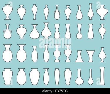 Ensemble de vase blanc silhouette Illustration de Vecteur