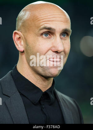 Moenchengladbach, Allemagne. Sep 30, 2015. Gardien de Moenchengladbach Andre Schubert avant la Ligue des Champions du groupe D match de foot entre Borussia Moenchengladbach et Manchester City au Borussia Moenchengladbach en parc, l'Allemagne, le 30 septembre 2015. Photo : ROLF VENNENBERND/dpa/Alamy Live News Banque D'Images