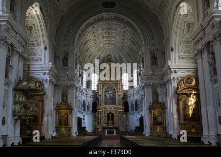 Intérieur de l'église des Jésuites de Saint Michel, l'église Saint-Michel, Munich, Bavière, Allemagne Banque D'Images