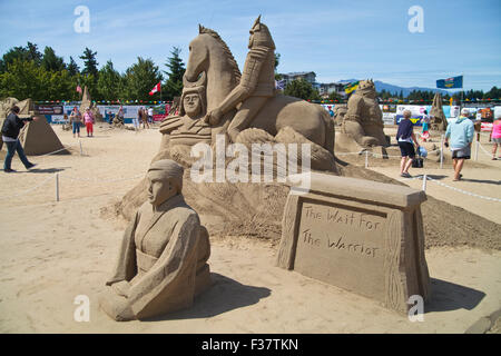 Concours de sculpture de sable qui s'est tenue à Parksville sur l'île de Vancouver en juillet de 2015. Banque D'Images