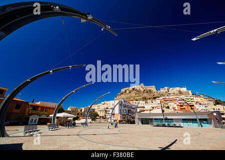 La ville de Castelsardo, Sardaigne Banque D'Images