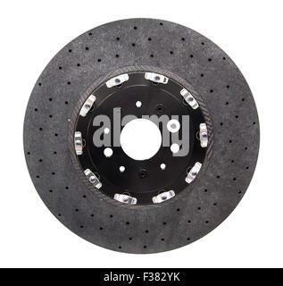Disque de frein en composite céramique automobile isolated on white Banque D'Images