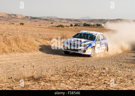 27.09.2015 rallye de Chypre. Voztech STAJF Pilote, co-pilote Frantisek RAJNDHA. Canard SUBARU CZECH NATIONAL TEAM. L'étape finale. Tseri. Banque D'Images