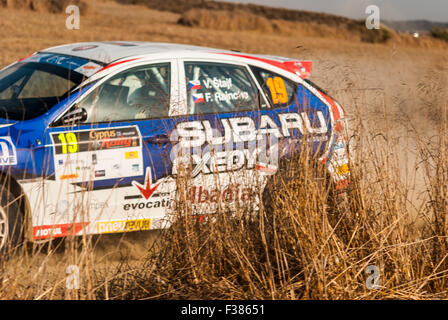 27.09.2015 rallye de Chypre. Voztech STAJF Pilote, co-pilote Frantisek RAJNDHA. Canard SUBARU CZECH NATIONAL TEAM. L'étape finale. Tseri. Banque D'Images